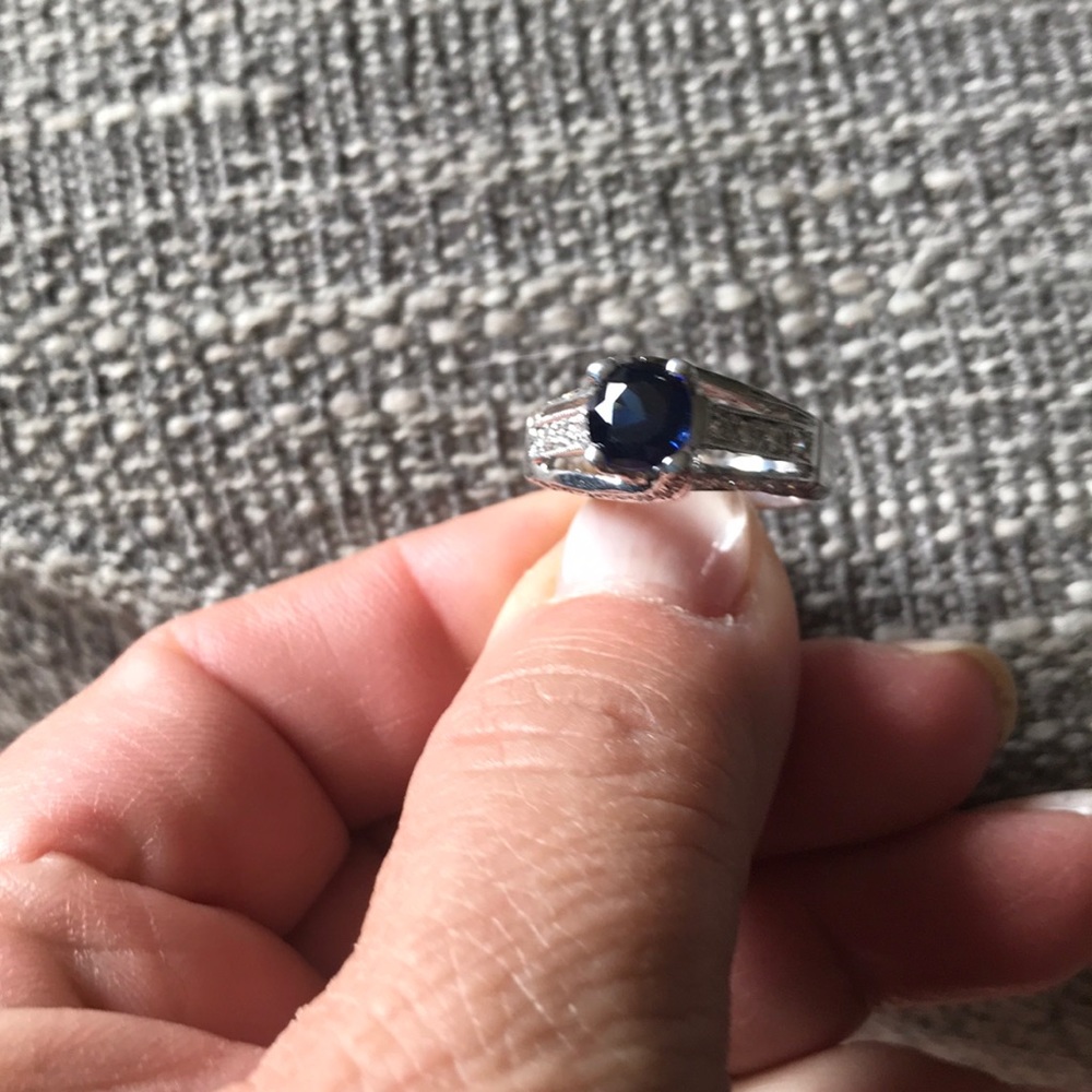 Blue sapphire and diamond ring